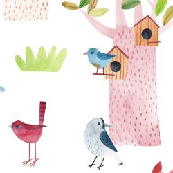 Papel pintado CASITAS DE PÁJAROS DE COLORES