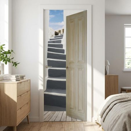 Poster de porte de chambre escalier en trompe l'oeil