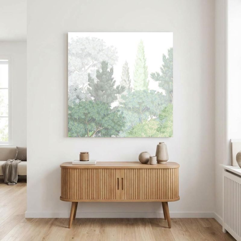 Tableau carré salon illustration arbres de la forêt