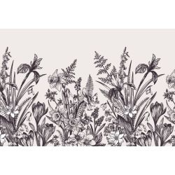 Tapisserie panoramique iris noir et blanc