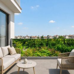 Brise vue terrasse imprimé jardin vert