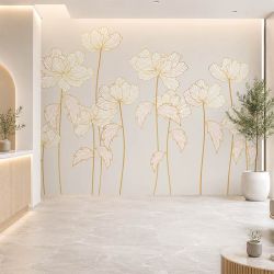 Papier peint fleurs minimaliste dans un hall d'accueil professionnel