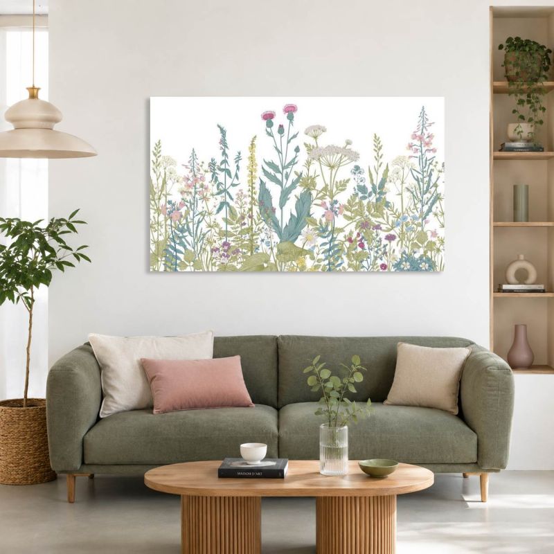 Tableau salon fleurs illustration colorée