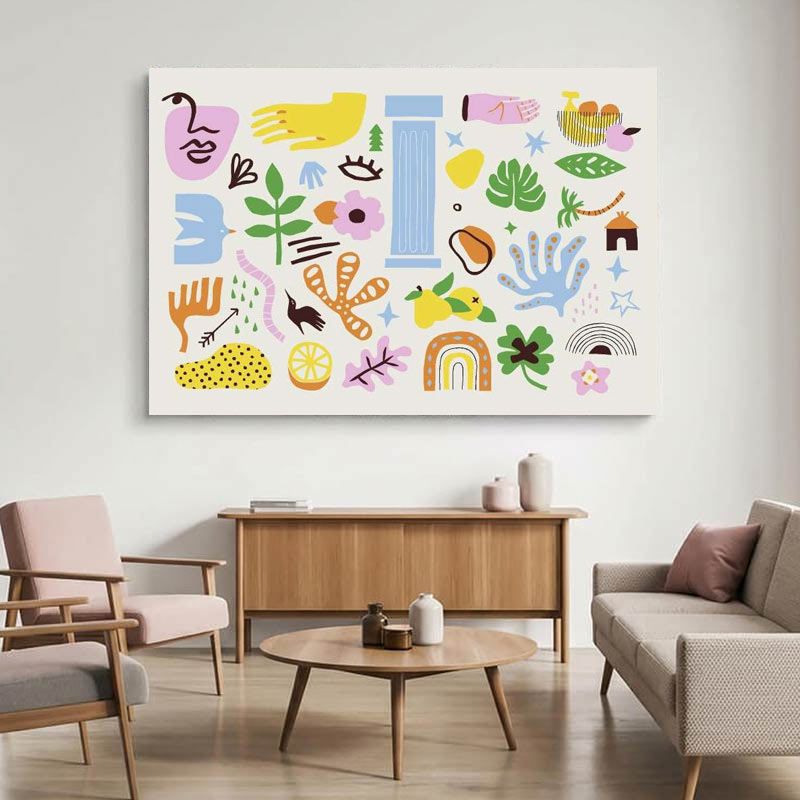 Tableau motif design contemporain et coloré