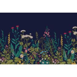 BLUE WILD FLOWERS panoramic wallpaper