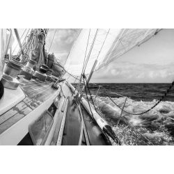 Décor mural panoramique photo bateau noir et blanc