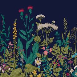 BLUE WILD FLOWERS panoramic wallpaper