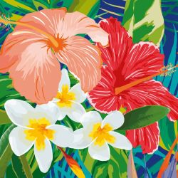 Zoom sur le motif fleur du papier peint