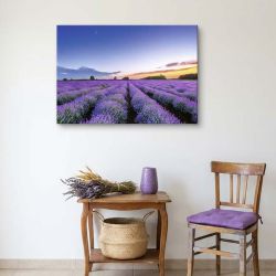 Tableau d'un champ de lavande violet en Provence, paysage lumineux pour decoration murale naturelle