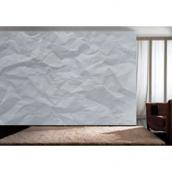 Papier peint salon effet feuille blanche en trompe l'oeil