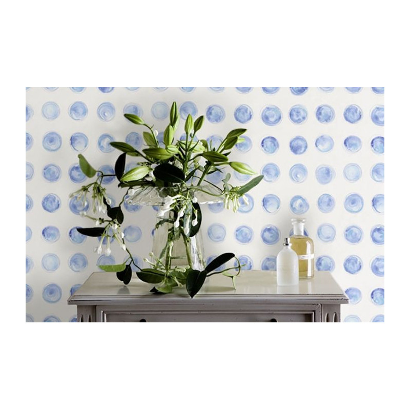 Papier peint ronds aquarelle couleurs bleues