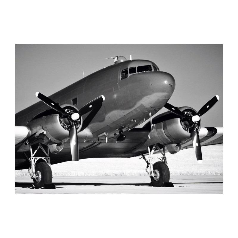 Lienzo impreso AVIÓN DOUGLAS DC3 - Lienzo blanco y negro