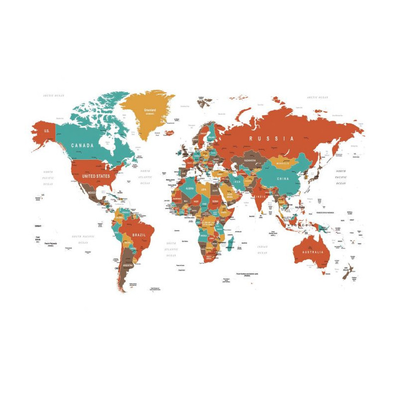 Lienzo impreso MAPA ROJO - Lienzo mapa del mundo