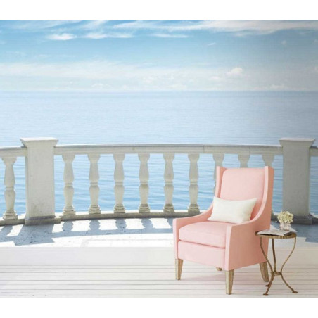 Poster panoramique trompe l'oeil vue sur la mer