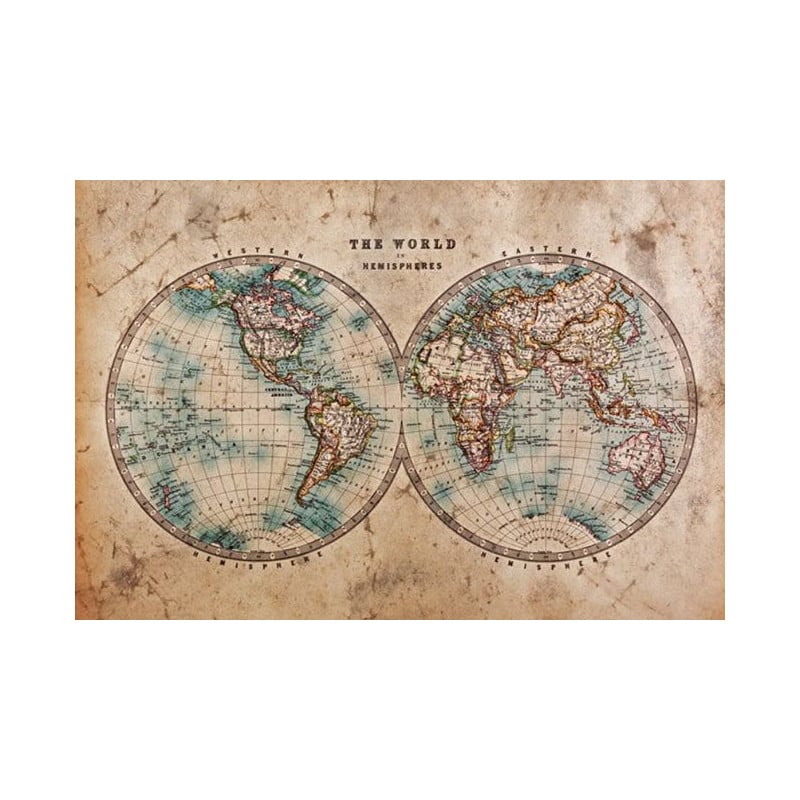 THE WORLD IN HEMISPHERES Wallpaper - Vintage wallpaper