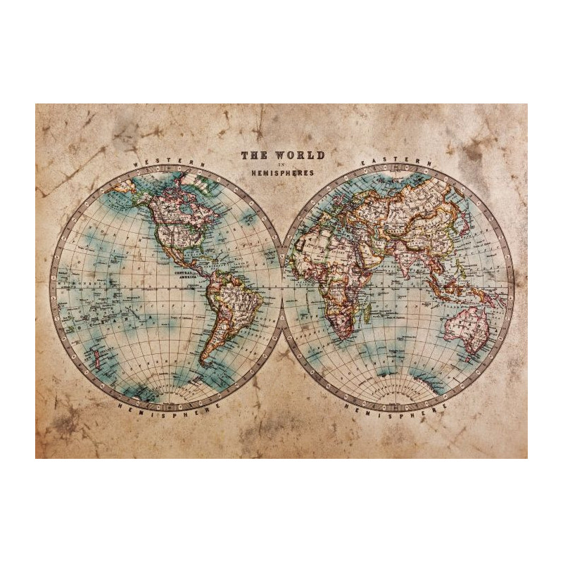 Lienzo impreso EL MUNDO EN HEMISFERIOS - Lienzo mapa del mundo