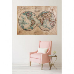 Carte du monde vintage de World Art Group en poster, tableau sur toile et  plus