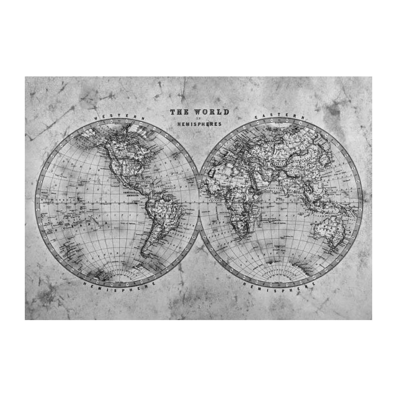 Cuadro en lienzo EL MUNDO EN HEMISFERIOS NB - Lienzo mapa del mundo