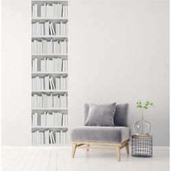 Papier Peint trompe l'oeil BIBLIOTHEQUE DESIGN BLANC