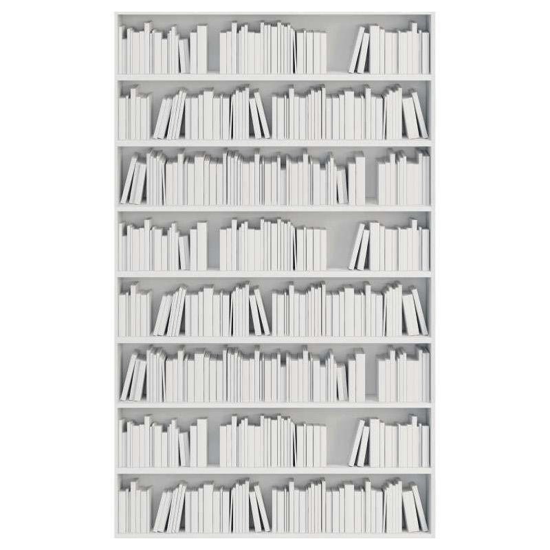 Tenture suspendue BIBLIOTHEQUE DESIGN BLANC - Tenture murale trompe l oeil