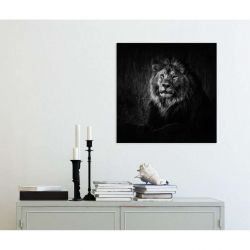Tableau carré photo artistique d'un lion