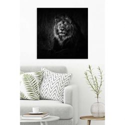 Tableau photo d'un lion en noir et blanc ultra design