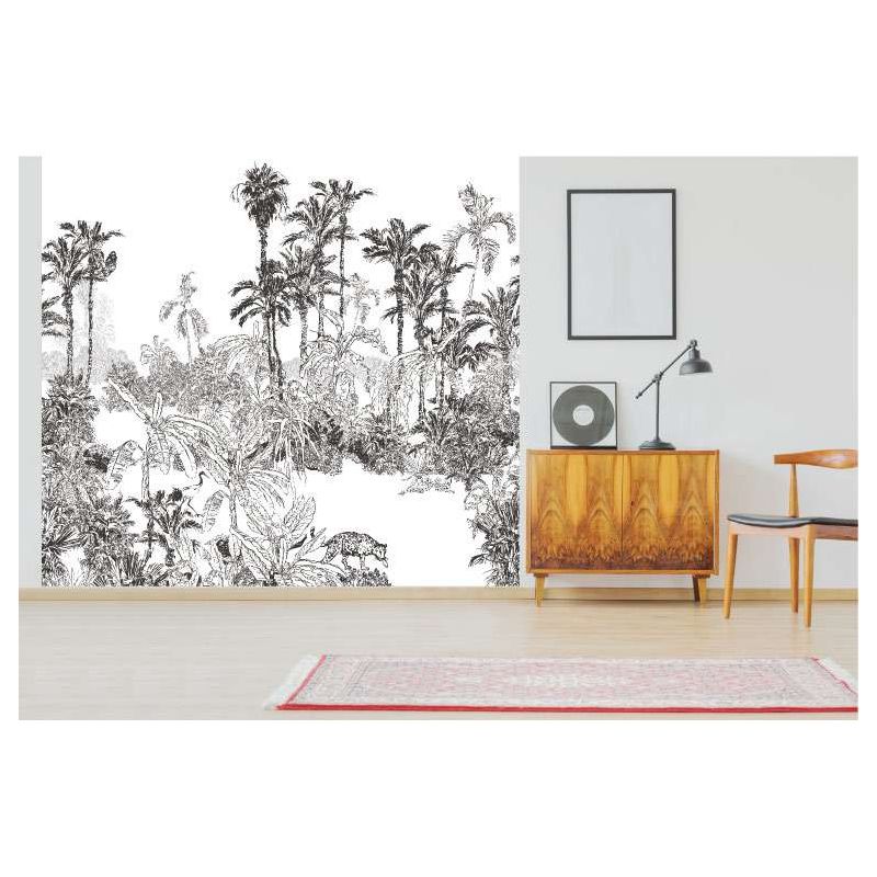 Tapisserie dessin jungle et palmiers