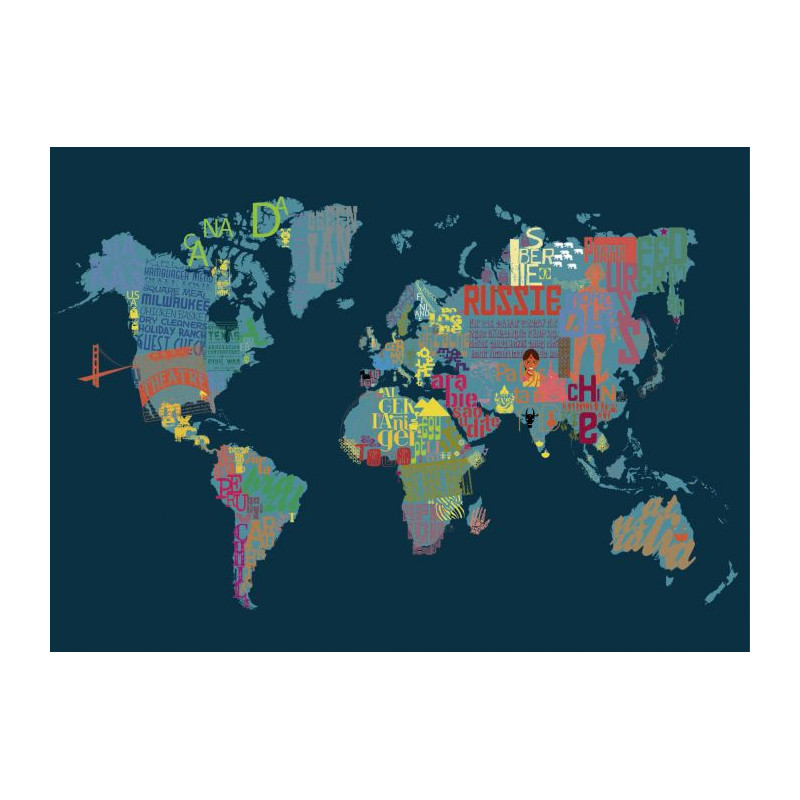 Tableau BLUE WORLD - Tableau carte du monde