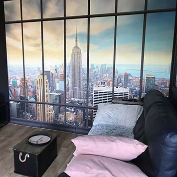 Papier peint New York derrière la verrière style loft