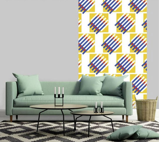 Papier peint à motifs jaune