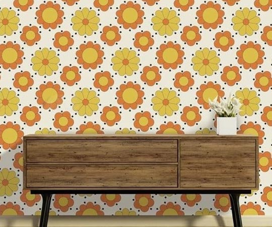 Papier peint motif orange vintage