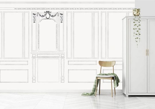 Papier peint moulure blanc