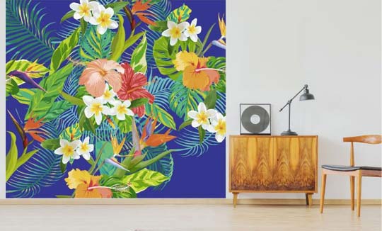 Original wallpaper with big colourful flowers