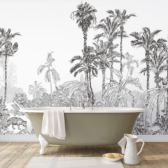 Papier peint panoramique pour salle de bain design