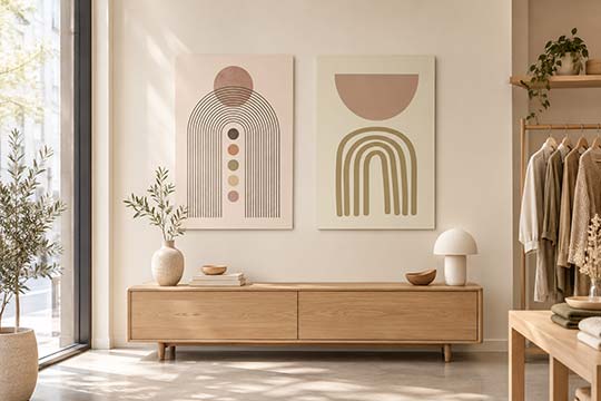 Tableaux déco de vitrine pour une boutique de vêtements