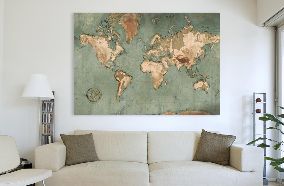 Tableau géant carte du monde