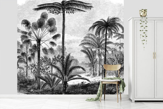 Engraved palm tree living room poster