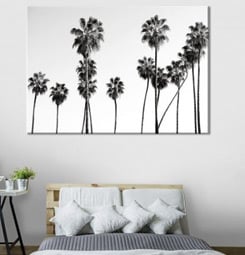 Lienzo de palmeras en blanco y negro