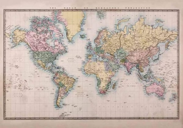 Vintage world map canvas print