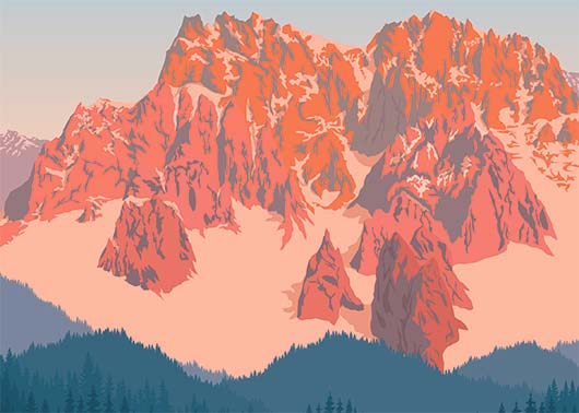Papier peint montagne orange