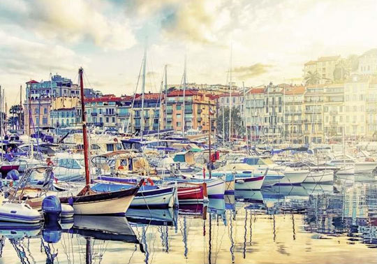 Tableau paysage bateaux dans le port de Cannes