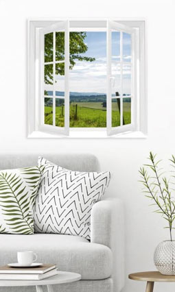 Tableau design fenêtre sur la campagne